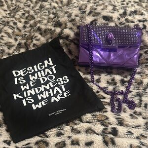 Kurt Geiger Metallic Purple Quilted Studded Crossbody